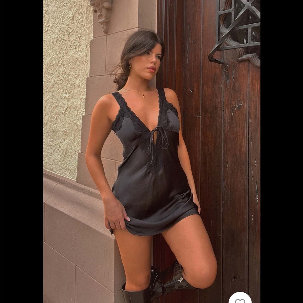 Princess Polly Black Satin Mini Dress